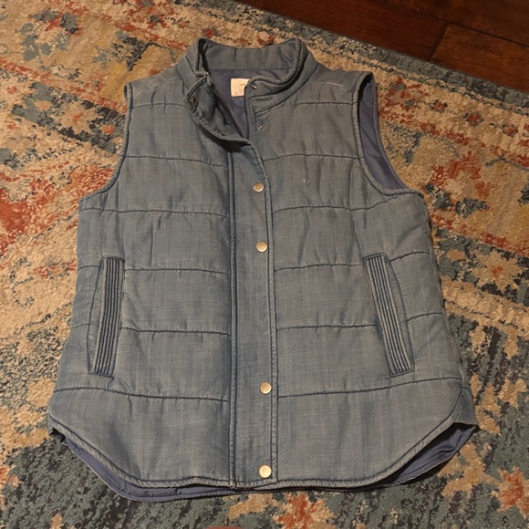 Skies Are Blue Jackets & Blazers - Skies Are Blue Light Denim Quilted Puffer Vest